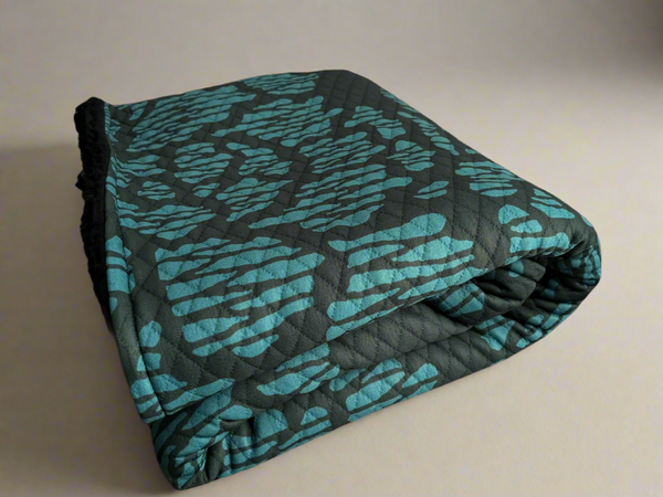 Modern Peony Teal Quilted Throw Blanket