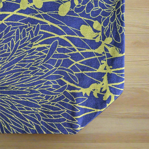Blue and green Everyday Tote Bag featuring intricate floral chrysanthemums with delicate detailing. Made from organic cotton canvas.