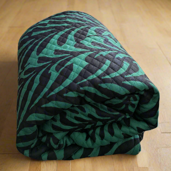 Fern Black/Green Quilted Throw Blanket