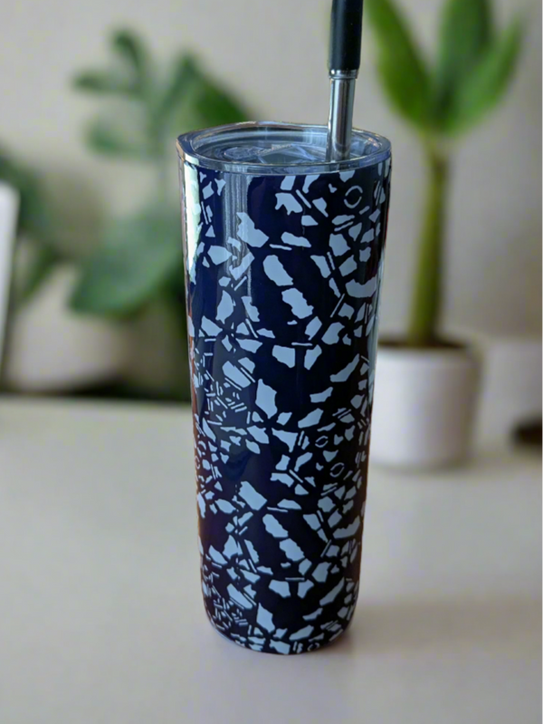 Stainless Steel 20 oz Tumbler - Frenzy Blue/White