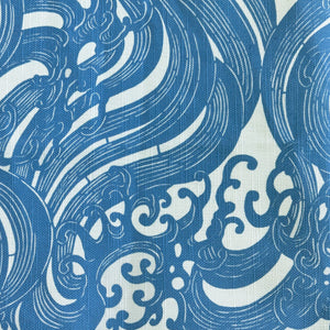 Undertow Throw Pillow - Blue/White (Cotton Linen)