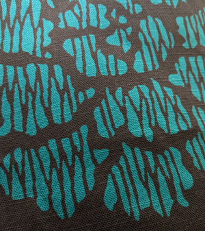 Modern Peony Throw Pillow - Teal (Cotton Linen)