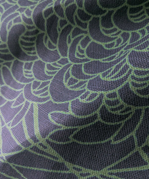 Chrysanthemums Throw Pillow - Green/Blue (Cotton Linen)