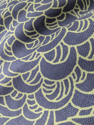 Chrysanthemums Throw Pillow - Olive/Midnight Blue (Cotton Linen)