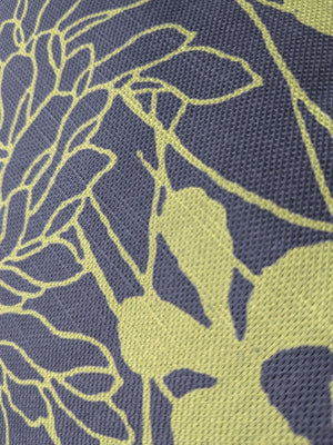 Chrysanthemums Throw Pillow - Olive/Midnight Blue (Cotton Linen)