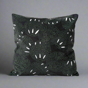 Fiesta Throw Pillow - Black/Green (Soft Velvet)