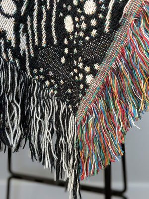 Jacquard Woven Blanket - Koi (Dark Blue/White)