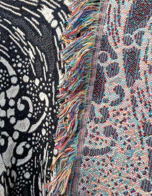 Jacquard Woven Blanket - Koi (Dark Blue/White)