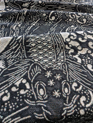 Jacquard Woven Blanket - Koi (Dark Blue/White)