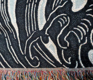 Jacquard Woven Blanket - Waves (Dark Blue/Light Blue/White)