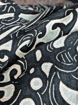 Jacquard Woven Blanket - Waves (Dark Blue/Light Blue/White)