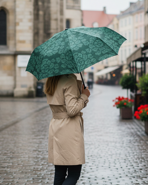 Modern Peony Umbrella - Teal