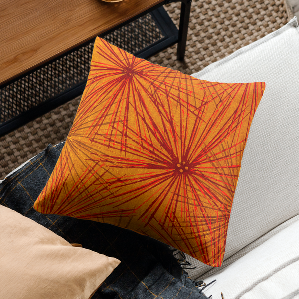 Cotton Linen Throw Pillow - Burst Orange