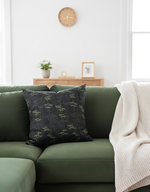 Bamboo Grove Throw PIllow - Nightfall (Cotton-Linen)