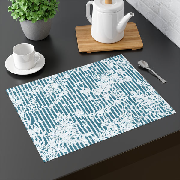 Trellis Placemat - White/Teal