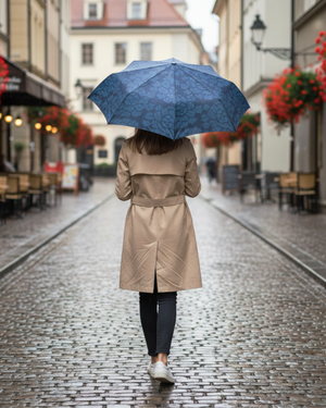 Modern Peony Umbrella - Blue